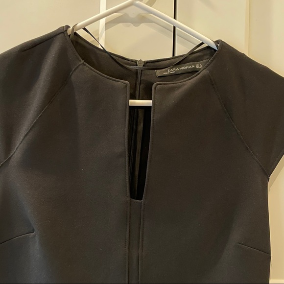 Black Zara Sheath Dress with Cut Neckline - Picture 3 of 4